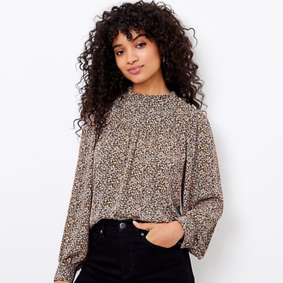 LOFT Tops - NWT DAISY RUFFLE NECK BIB BLOUSE